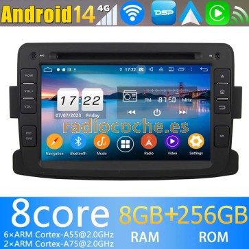 7" Android 14.0 Autoradio Navegación GPS Reproductor de DVD Multimedia para Dacia Sandero (De 2012)-1