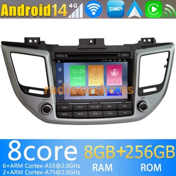 8" Android 14.0 Autoradio Navegación GPS Reproductor de DVD Multimedia para Hyundai Tucson (2015-2017)-1
