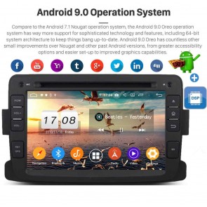 Renault Sandero Radio de Coche Android 9.0 con 8-Core 4GB+32GB Bluetooth Navegación GPS Control Volante Micrófono DAB CD SD USB 4G WiFi TV AUX OBD2 MirrorLink CarPlay - 8