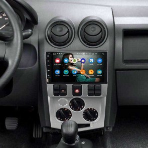 Renault Logan Radio de Coche Android 9.0 con 8-Core 4GB+32GB Bluetooth Navegación GPS Control Volante Micrófono DAB CD SD USB 4G WiFi TV AUX OBD2 MirrorLink CarPlay - 8