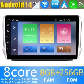 10" Android 14.0 Autoradio Navegación GPS Reproductor de DVD Multimedia para Peugeot 208 (2012-2019)-1