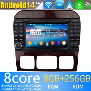 7" Android 14.0 Autoradio Navegación GPS Reproductor de DVD Multimedia para Mercedes ‎W220 (1998-2006)-1