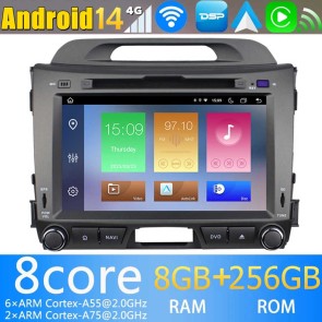 8" Android 14.0 Autoradio Navegación GPS Reproductor de DVD Multimedia para Kia Sportage (2010-2015)-1