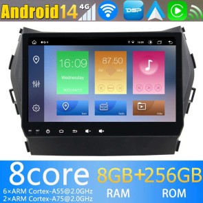 9" Android 14.0 Autoradio Navegación GPS Reproductor de DVD Multimedia para Hyundai Santa Fe (2013-2018)-1