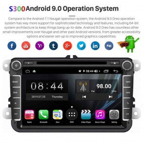VW Polo 5 MK5 Autoradio Android 9.0 S300 con Octa-Core 4GB+32GB Pantalla táctil Bluetooth Manos Libres Navegador GPS Micrófono DAB CD SD USB 4G WiFi TV AUX CarPlay - S300 Android 9.0 Autoradio Reproductor De DVD GPS Navigation para VW Polo V MK5 (De 2009)