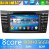 Mercedes W211 Radio Estéreo de Coche Android 14 con Navegador GPS [8G+256G] Bluetooth USB DAB DSP 4G WiFi Cámaras 360° CarPlay - 8" Android 14.0 Autoradio Navegación GPS Reproductor de DVD Multimedia para Mercedes Clase E W211 (2002-2008)