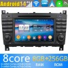Mercedes Clase C W203 Radio Estéreo de Coche Android 14 con Navegador GPS [8G+256G] Bluetooth USB DAB DSP 4G WiFi Cámaras 360° CarPlay - 8" Android 14.0 Autoradio Navegación GPS Reproductor de DVD Multimedia para Mercedes W203 (2004-2007)