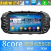 Kia Soul Radio de Coche Android 14.0 con 8GB+256GB Bluetooth Navegación GPS Control Volante DAB USB 4G WiFi OBD2 CarPlay - 8" Android 14.0 Autoradio Reproductor de DVD Multimedia para Kia Soul (2014-2019)