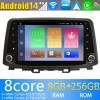 Hyundai Kona Radio Estéreo de Coche Android 14 con Navegador GPS [8G+256G] Bluetooth USB DAB DSP 4G WiFi Cámaras 360° CarPlay - 9" Android 14.0 Autoradio Navegación GPS Reproductor de DVD Multimedia para Hyundai Kona (2017-2022)